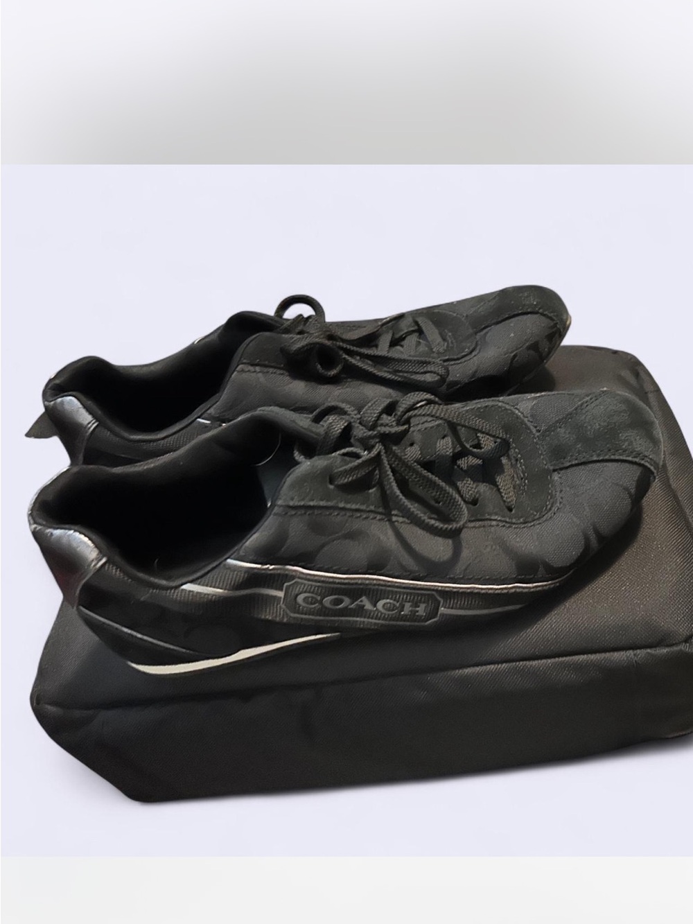 Coach Black Logo-Trim Lace-Up Sneakers